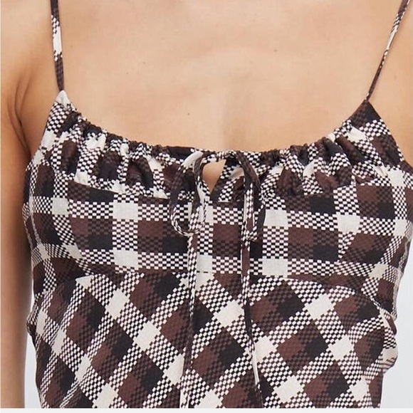 Bec + Bridge silk blend tie midi dress in basket weave check NEW - Picture 5 of 8